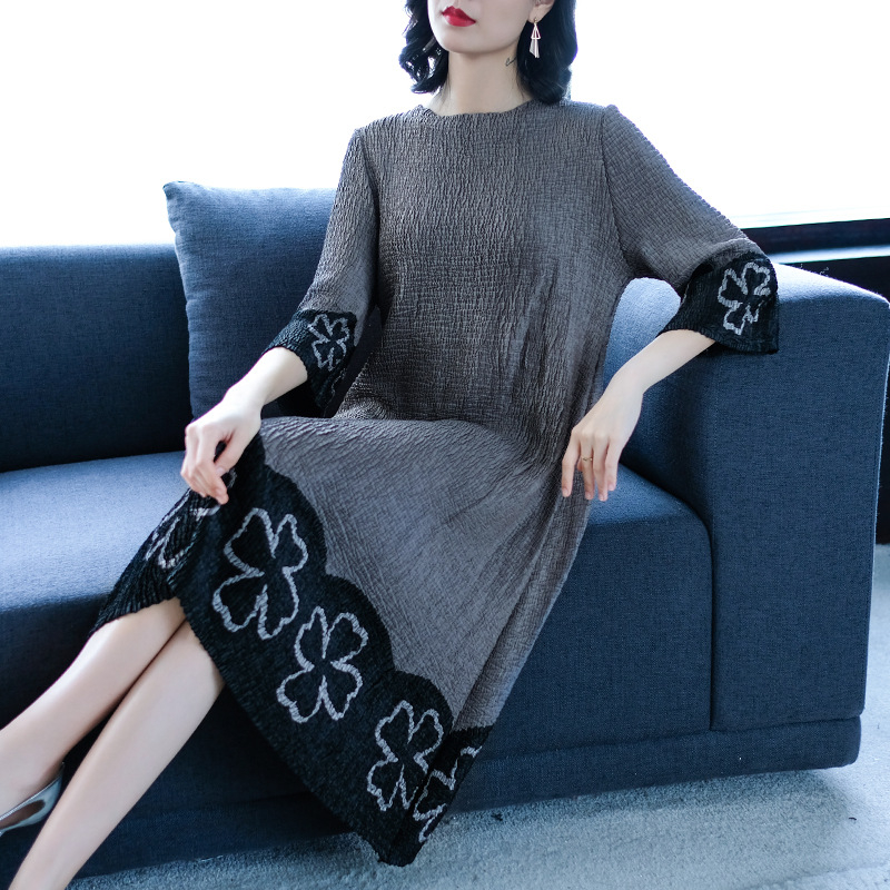 Women Pleated Autumn Dress Long Sleeves Tidal Popular High Quality Dress