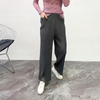 Spring Summer 2020 Women Pleated Straight Pants New High Waist Wide Leg Casual Trousers