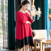 Women Red Dress Early Spring 2020 New Loose Large Color Contrast Dress