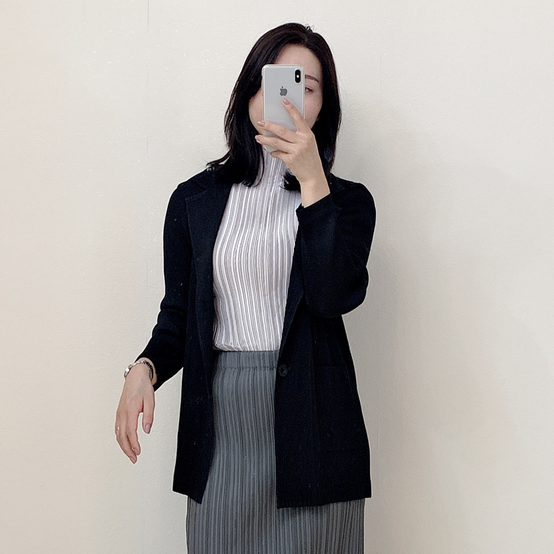 Autumn Winter Women New Pleated Jacket Lapel Coat