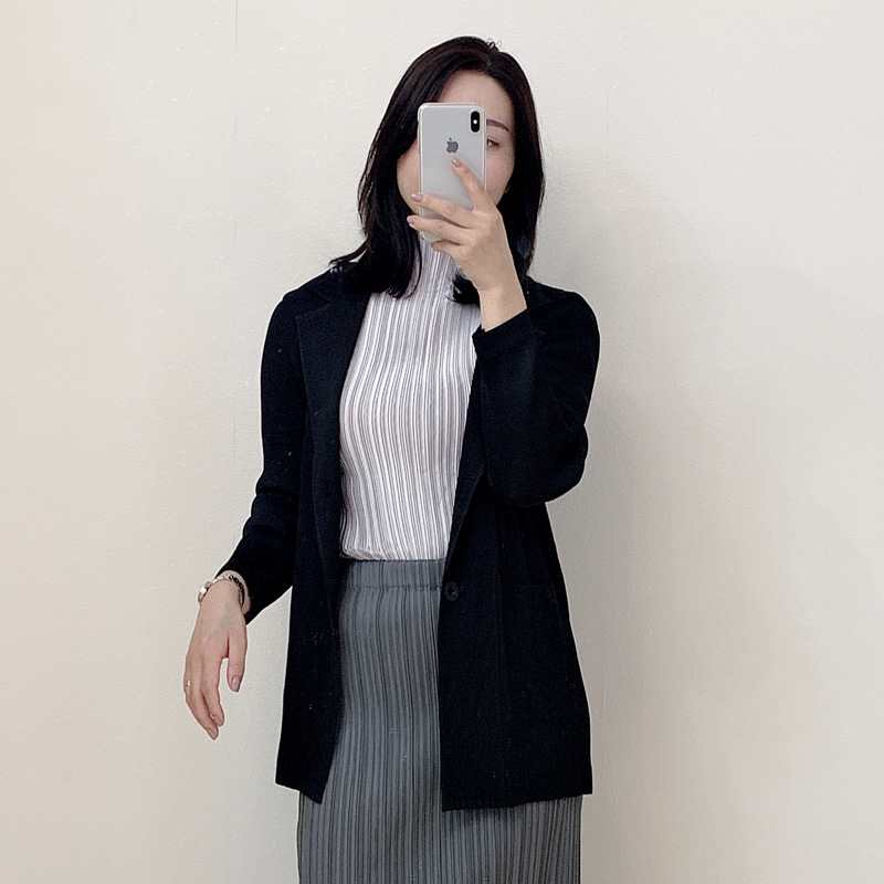 Autumn Winter Women New Pleated Jacket Lapel Coat