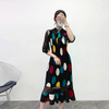 Women Polka Dot Dress Spring 2020 Pleated Bow Large Pleated Dress