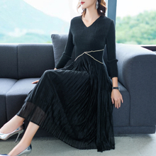 Winter Autumn Women Pleated Fashion New Tidal Dress Lady Elegant Big Size Dress