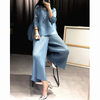 Pleated Fashion New Tidal Summer New Shirts Tops Clothing Sets Wide-legged Pleated Pants Suit