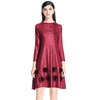 Pleated Fashion Slim Flower Loose Casual Wrist Appliques Natural O-neck Spring Dress