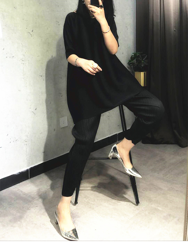 Pleated Two Piece Women's 2020 Spring Summer New Loose Yellow Simple Pleated Suit