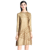 Women Fashion New Pleated Straight Casual O-neck Popular Dress