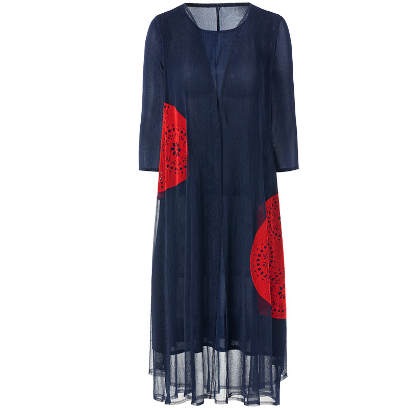 2020 Spring New Casual Loose Fake Two Piece Pleated Large Dress