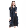 Women Pleated Fashion Jacket Boutique Spring Outerwear Casual X-long Slim Coat