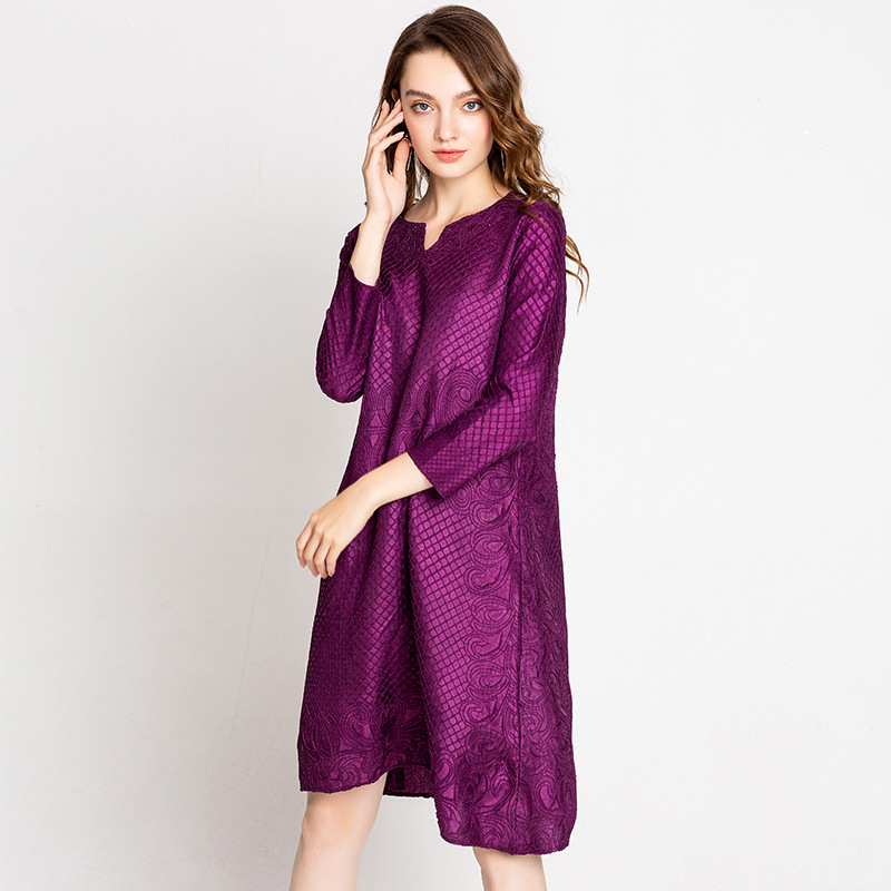 Women Fashion New Embroidered Loose Long Sleeved Lady Autumn Dress