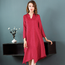 Spring Women Pleated Crinkled Fashion New Tidal Loose Big Size One Piece Dress