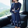 Embroidered Large-size Pleated Dress Autumn Women's Three-dimensional Decorative Dress