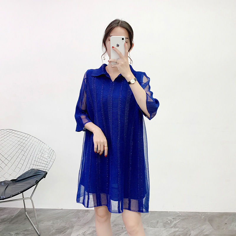 Pleated 2019 Winter New Large Women's Temperament Loose Big Size Dress