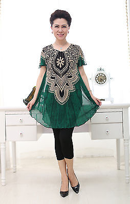 Womens Fashion shirts Knit print short sleeve Ladies skirts G1