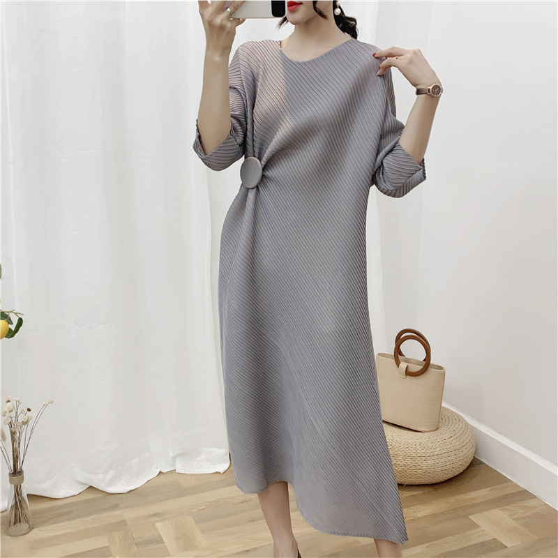 Ruffled Dress Irregular Women Pleated Long Dress Fashion New Loose Big Size Dress