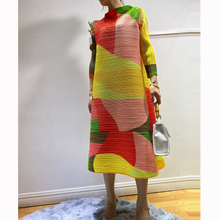 Spring 2020 New Stand Collar Printed Loose Large Fashionable Pleated Dress