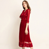 Wrinkle 2019 New Dress Crossed V-collar Mesh Lace Elegant Dresses