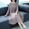 Women Pleated Fashion New Solid Color Loose Big Size Lady High Quality Long Dress