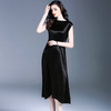 Women Pleated Solid Color Bottoming Black Sleeveless Casual Tidal Lady Elegant Popular Dress