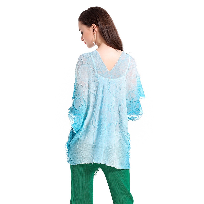 Women Pleat Chiffon Fashion Original Plus Size Summer Tops Girl Shirts