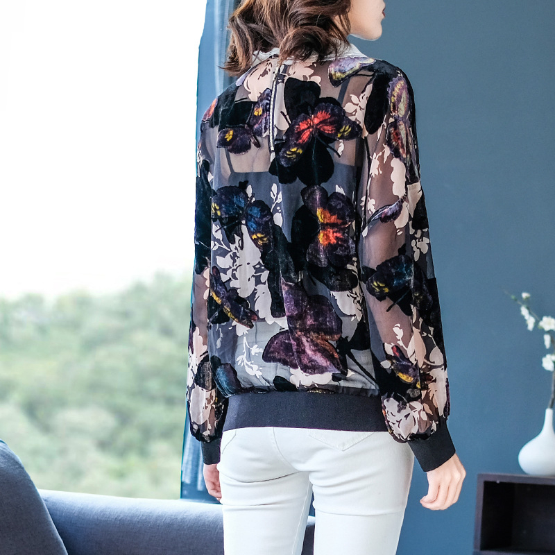 Spring Autumn Women Fashion New Tidal Print Loose Big Size Chiffon Popular Tops Shirts