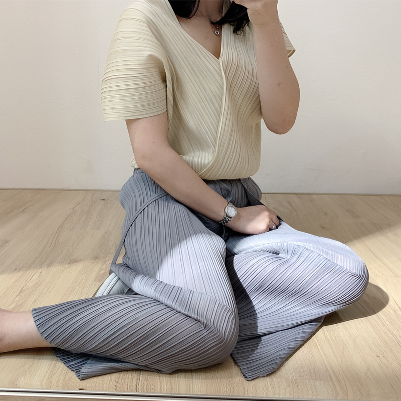 Women New Pleated Broad-legged Trousers Loose Big Size Leisure Pants