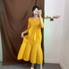 Autumn Women Pleated Fashion New Tidal Loose Big Size Dress Popular Travel Wear
