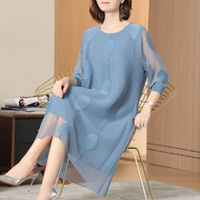 Fashion Pleats Point Embroidered Dresses Summer New Loose Large Size Nail Pearl Dresses