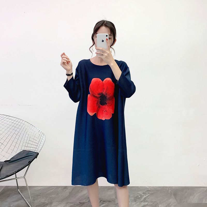 Pleated Dress Autumn And Winter 2019 New Large Plus Fat Plus Large Pleated Dress