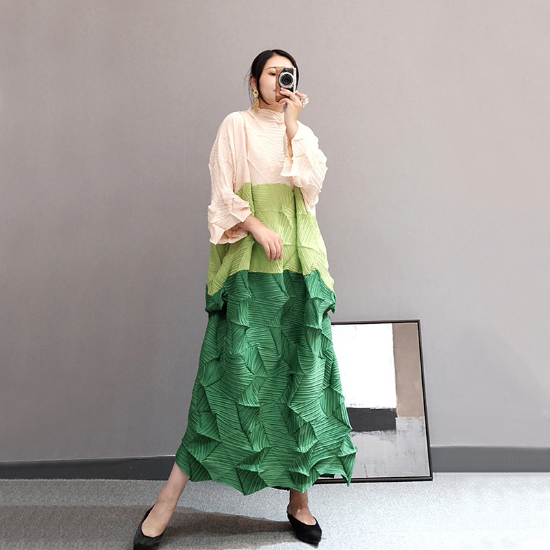 2020 New Spring Women Pleated Dress Irregular Gentle Long Loose Dress